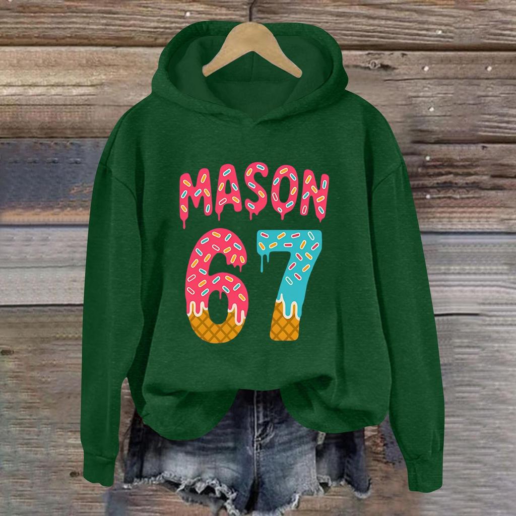 Women's Fashionable Casual Long-Sleeved Printed Hooded Sweatshirt