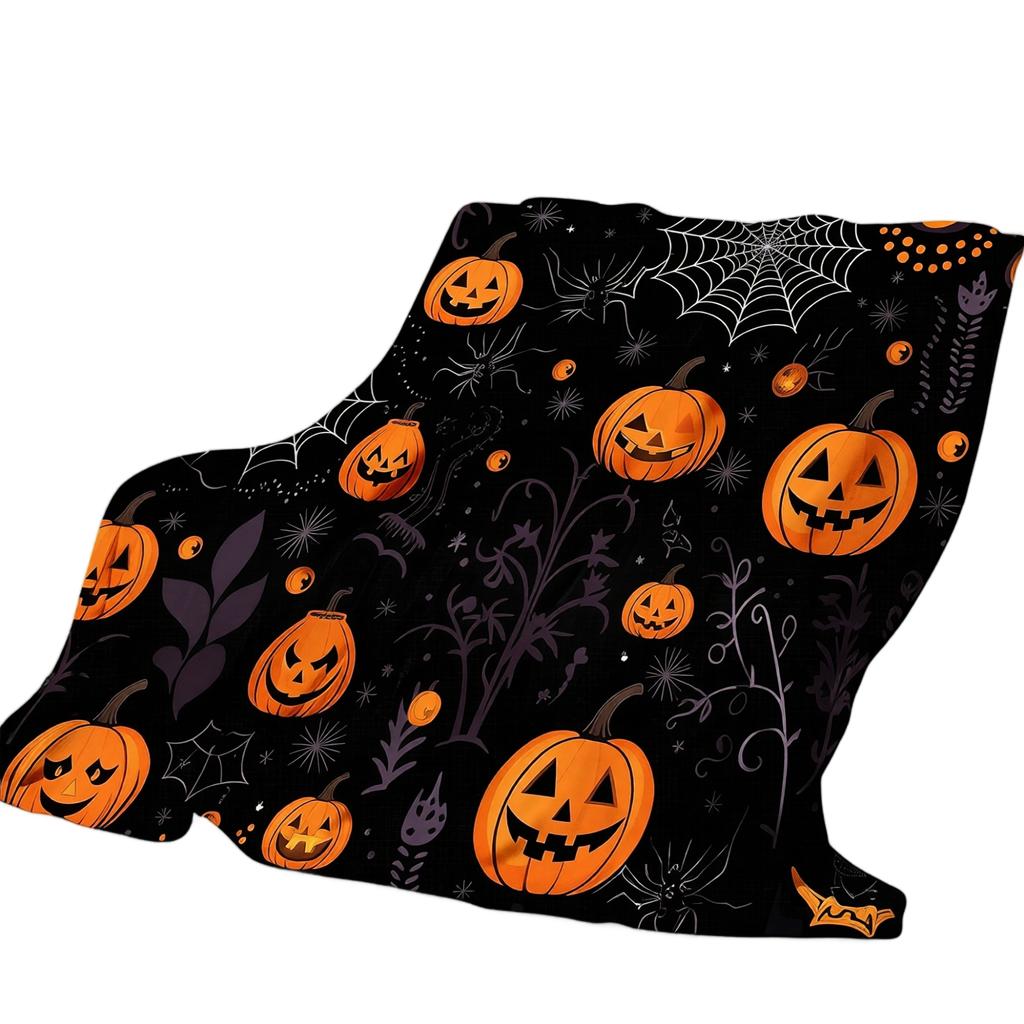 Halloween Flannel Throw Blanket for Couch, Sofa, Bed, Cozy Fall Home Decor