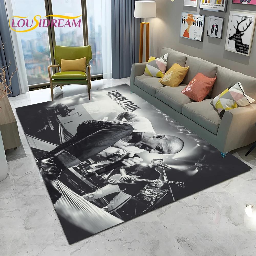 Tappeto Tappetino Decorativo 3D Retro Rock Band L-Linkin Park Logo per Casa Soggiorno Camera da Letto Divano Zerbino, Tappeto per Area Bambini Tappetino Antiscivolo