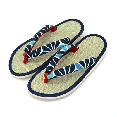 Takeharu Rush Grass Geta Made In Tatami Hemp Type A L Women's Sandals, Japan, Round, Style, Leaf/Navy, (14),