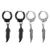 1 Pair Feather Shape Drop Earrings Small Vintage Piercing Round Clip Earrings Jewelry Accessory