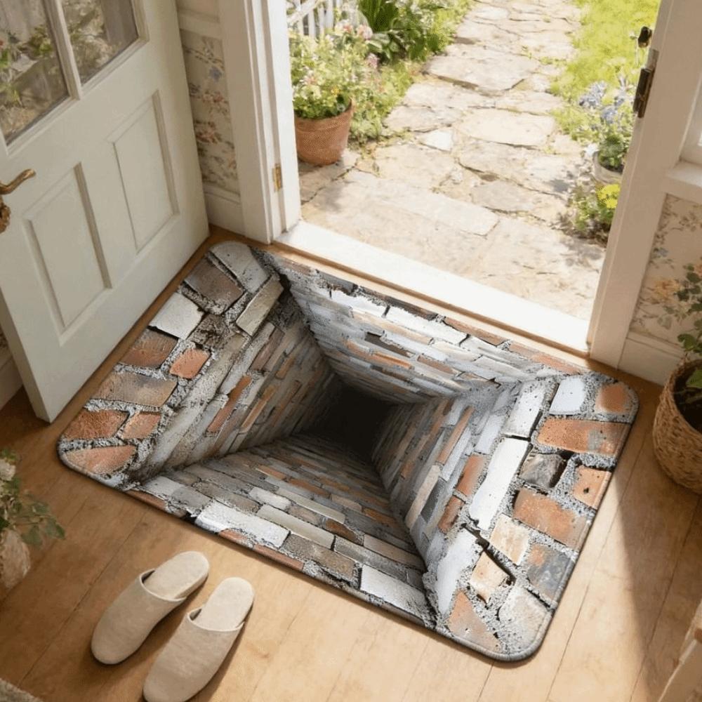 3D Flat Optical Illusion Doormat Non-slip Bedroom Door Rug Creativity Bathroom Carpet  Home Decor
