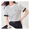 Navava Big STripe Embroidered ShorT Sleeve T shirT nT1713
