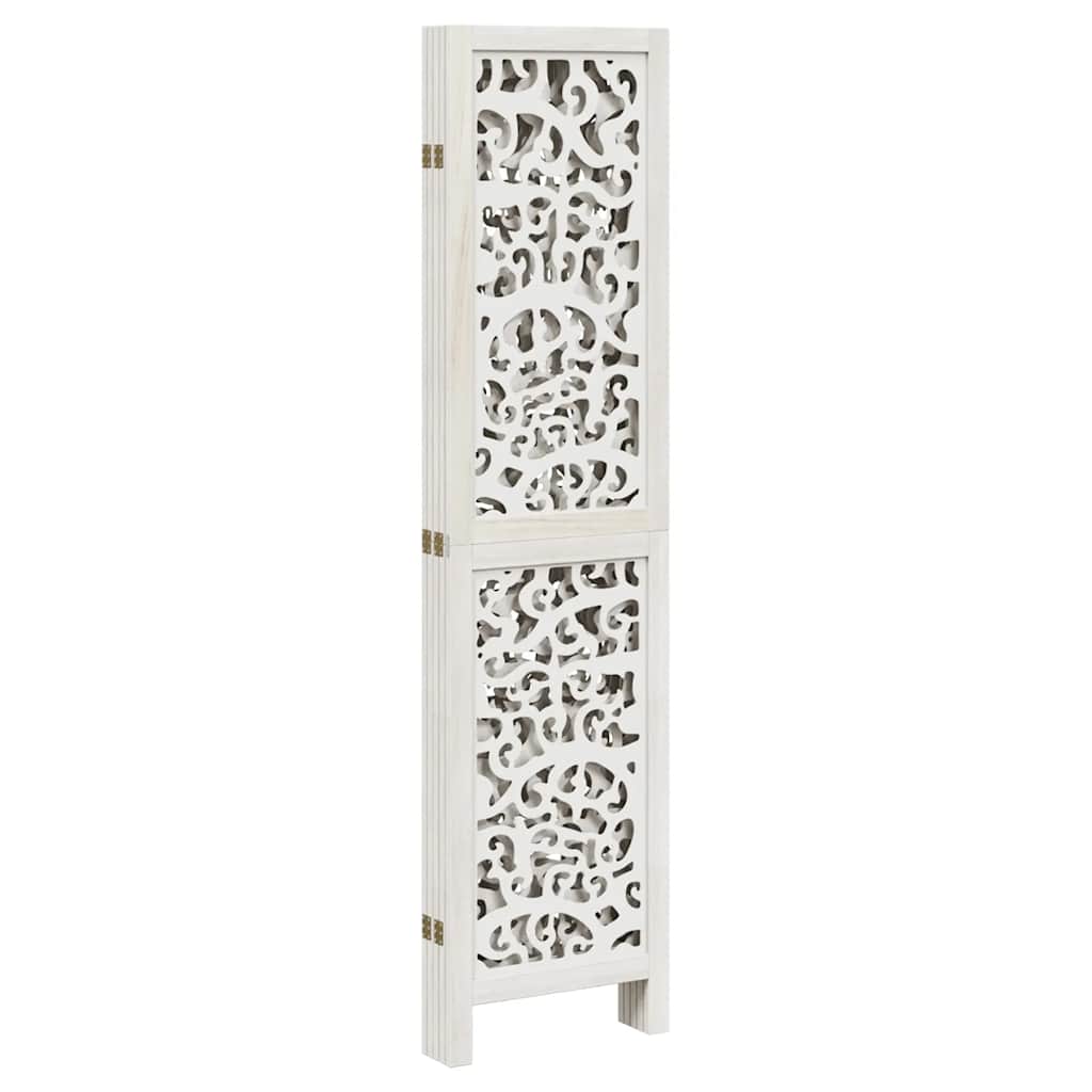5 Panel Room Divider White Solid Wood Paulownia