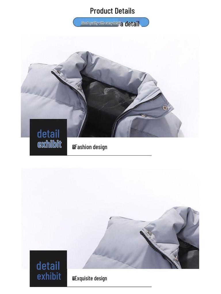 Men's Autumn/Winter Gradient Color Thickened Sleeveless Stand-up Collar Cotton Vest 2025 Model