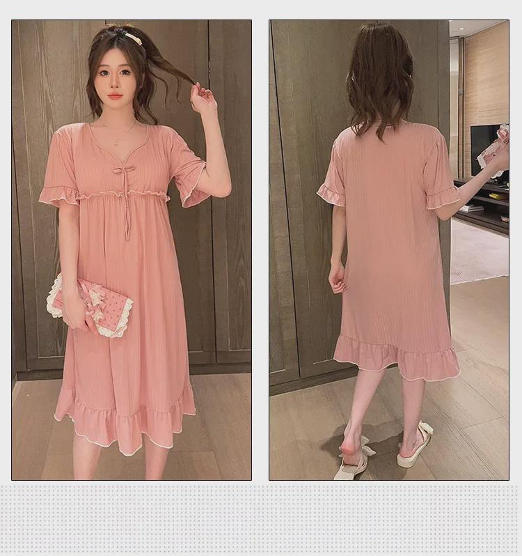 Women's Cute Summer Nightdress with Chest Pads – Medium, Long, and Loose Fit for Plus Size