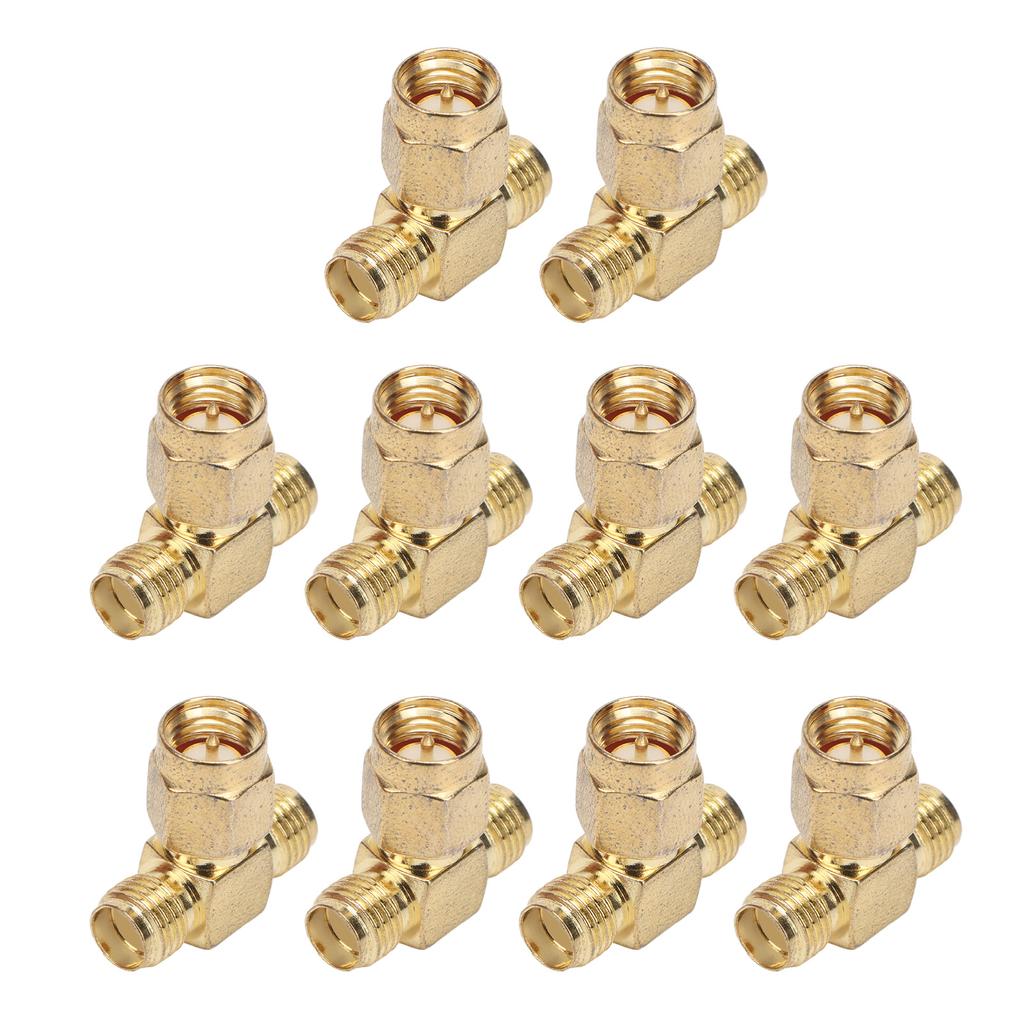 10 Pcs SMA Tee Adapter Wide Bandwidth OFC Radio Frequency Adapter SMA Coax Connector for GPS System