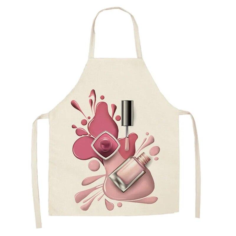 Nail Polish Themed Printed Apron Unisex Dinner Bib Kitchen Cooking Baking Apron Cleaning Accessories