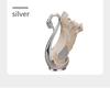 European Luxury Gold & Silver Rhinestone Swan Spoon and Fork Set with Swan Stand