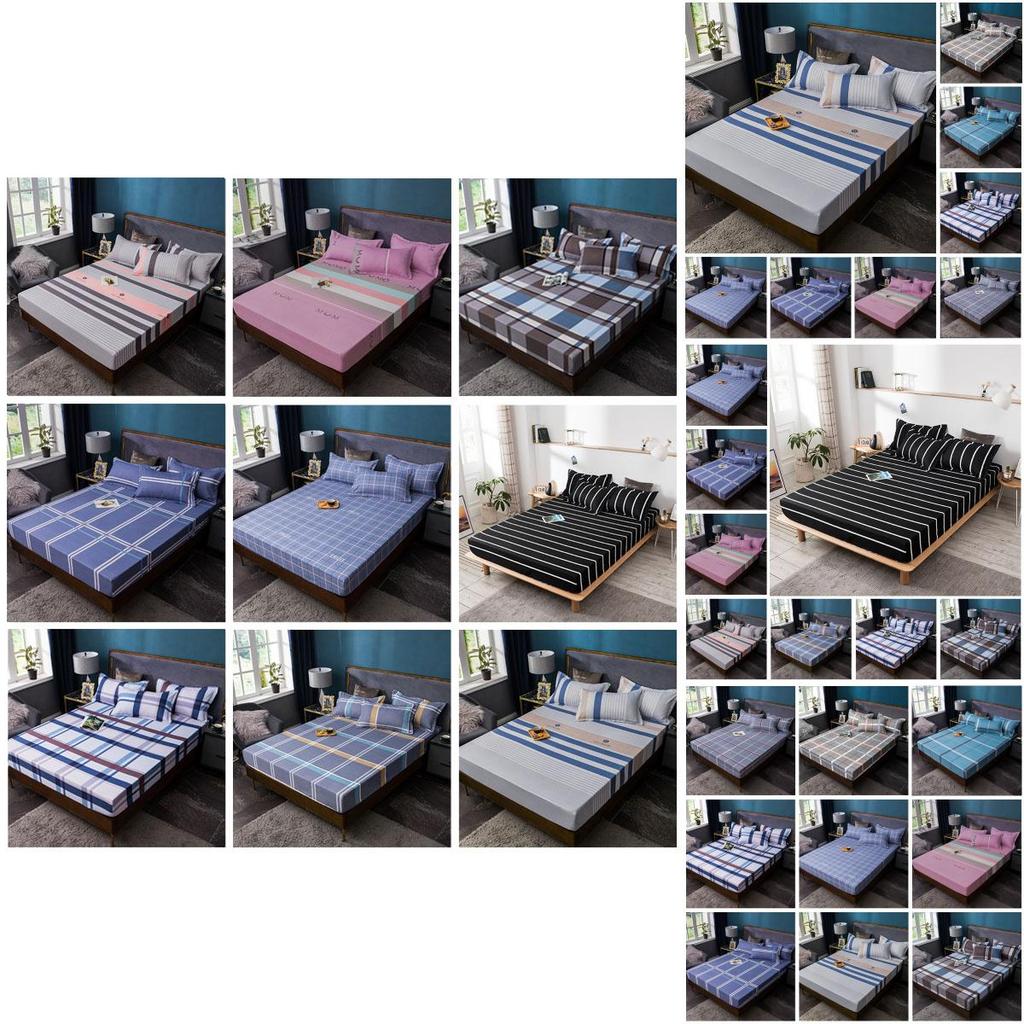 Elegant 3pcs Printed Fitted Sheet And Pillowcases Set With Floral Print Design