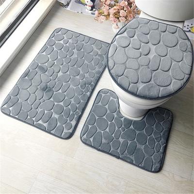 3 Set Banyo Banyo Paspas Seti Yumuşak Kaymaz Arnavut Kaldırımı Mat Banyo Halı Emici Duş Halıları Tuvalet Kapağı Kapağı Zemin