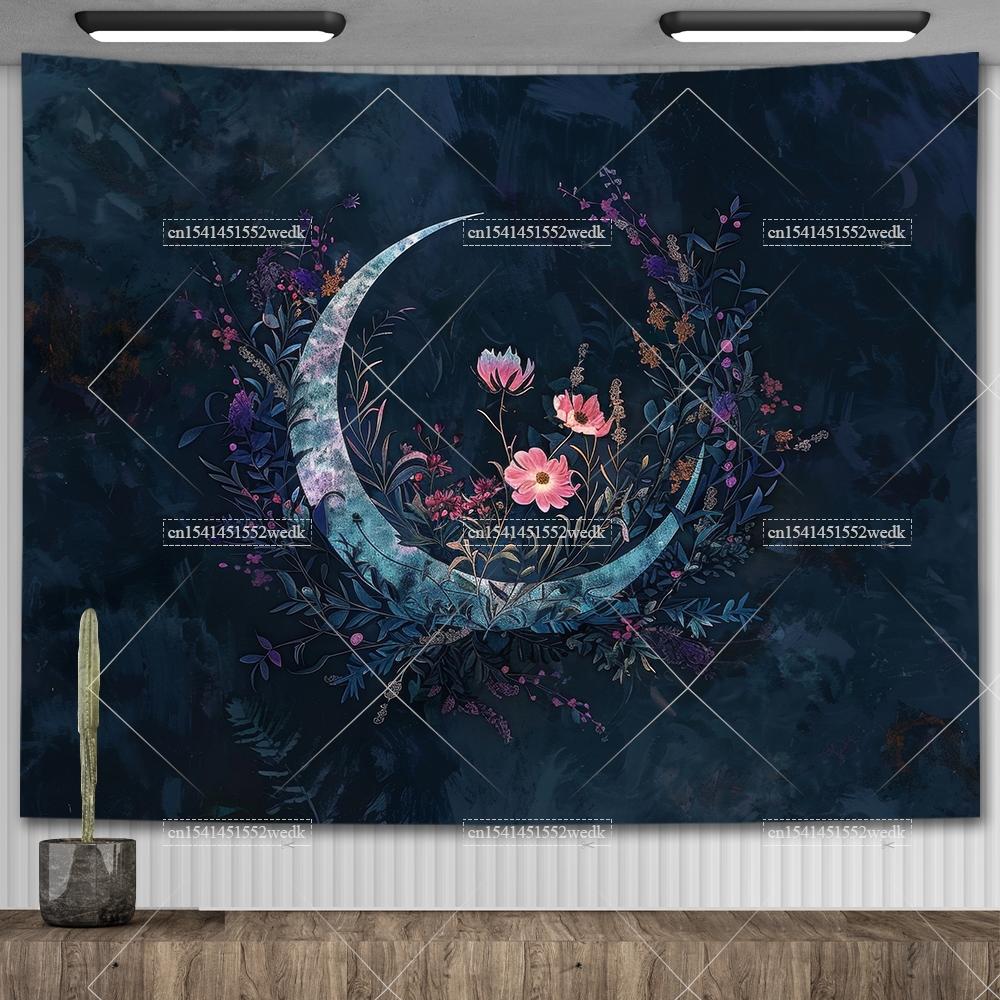 Tarot Tapestry Nordic Flower Series Room Background Cloth Moon Phase Wall Hanging Tapestries Living Room Bedroom Altar Cloths