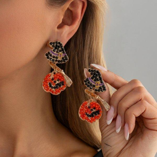 Cute Halloween Dangle Earrings for Women Cartoon Ghost Pumpkin Star Asymmetrical Long Tassel Earrings Party Statement Jewelry