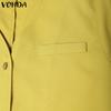 VONDA Women V Neck Short Sleeve Buttons Up Casual Elegant Cropped Blouse