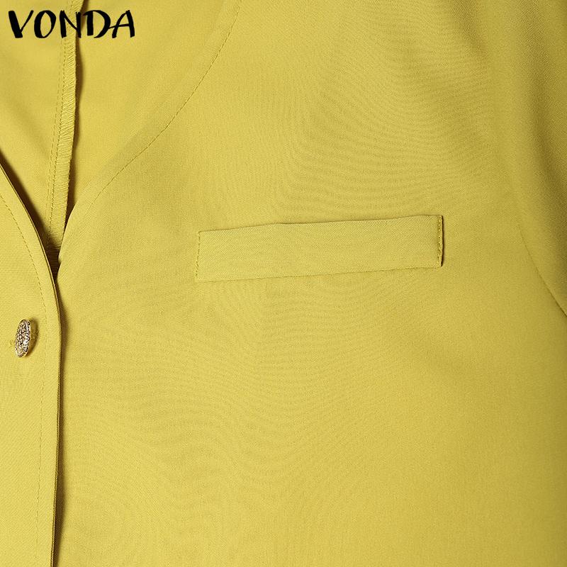 VONDA Women V Neck Short Sleeve Buttons Up Casual Elegant Cropped Blouse
