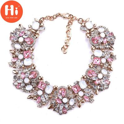 Hi Women Fashion Jewelry Short Design Crystal Statement Necklace Lady Chokers Bib Collar