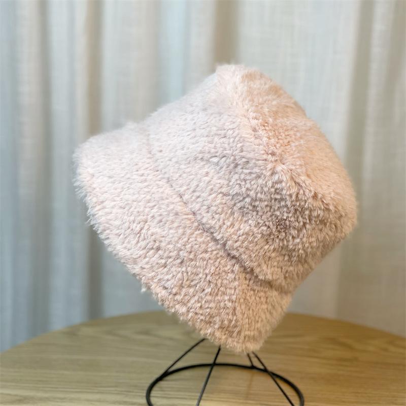 Nowy Styl Kapelusz Rybacki Damski Zimowy Futro Norki Wszechstronny Kapelusz Typu Basin Japoński Jednolity Kolor Pogrubiony Kapelusz Bucket Zimowy Modny