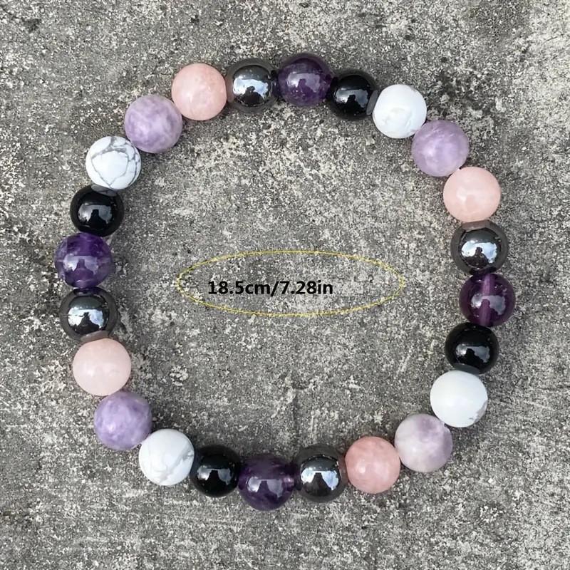 Festliches Amethyst Rosenquarz Howlith Onyx und Hämatit Perlenarmband Mehrfarbiger Modeschmuck Für den täglichen Gebrauch Einfaches Vielseitiges Accessoire