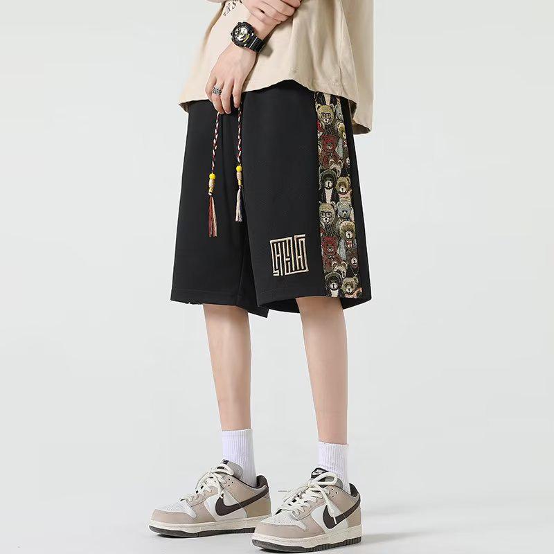 

Мужские летние шорты свободного кроя в стиле ретро с вышитыми ананасами 2XL чёрный