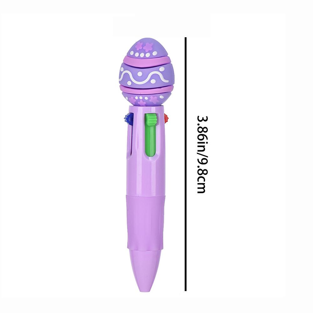Mini Press Solid Color Four Color Pen Creative High Beauty Student Stationery Easter Cute Press Four Color Account Pen