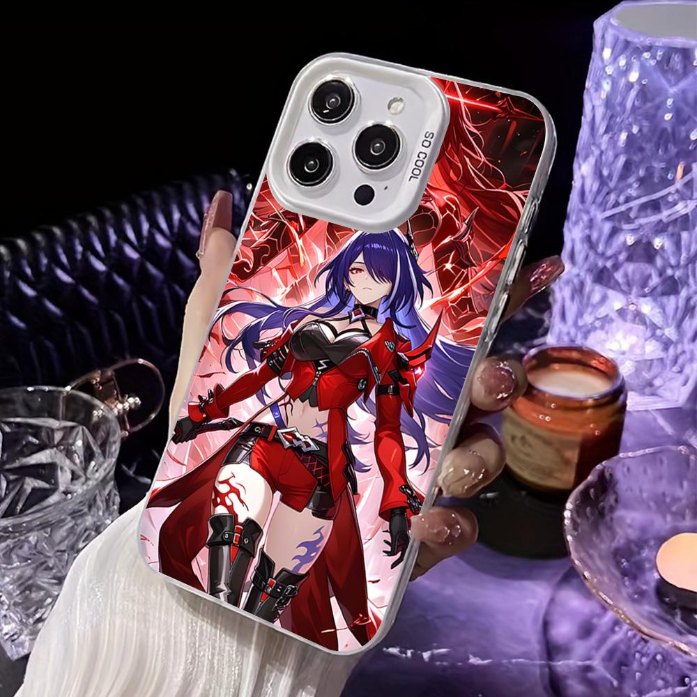 HSR Acheron White Translucent Mobile Phone Case for iPhone 17 16 15 14 13 12 11 X XR XS Air Pro Max Plus Colorful Cover
