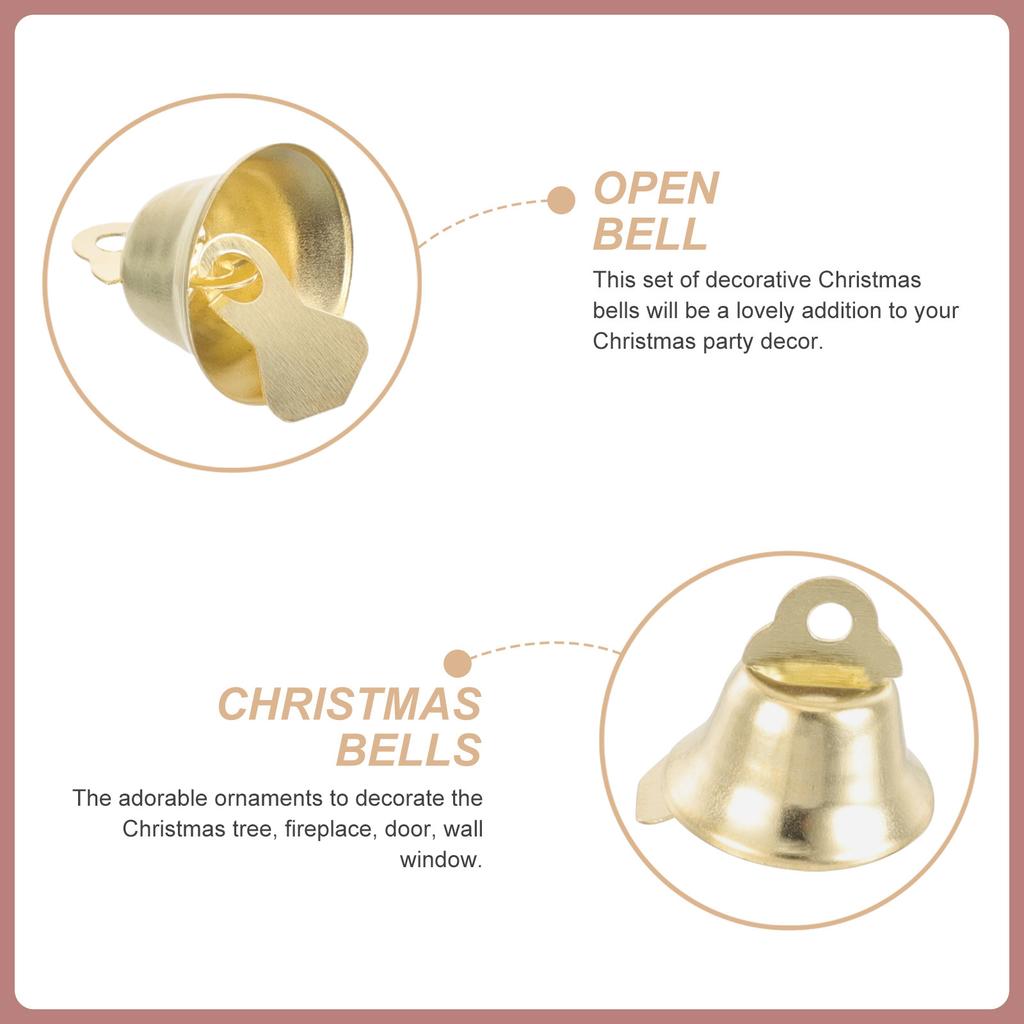100pcs Mini Bells Christmas Decorations 14Mm Diy Pendant Ornaments For Tree Party Home Office Holiday Craft Supplies Metal