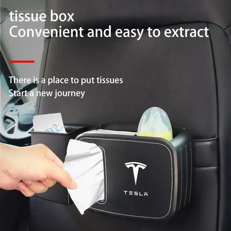 Car Sticker Tesla Car Multi-Functional Trash Can Cup Holder 2-In-1 Seat Back Hanging For Tesla Model 3 Y S X 2021 Roadster Cyber