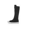 Summer High Top Women's Shoes Knee High Boots Side Zipper Flats Vulcanized Shoes Lace-Up Comfortable Platform Sneakers Female