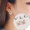 Fashion Elegant Silver Needle Zircon Daisy Tree Leaves Water Earrings Drops