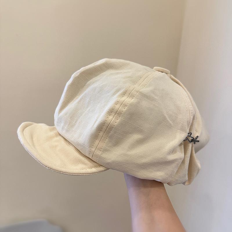 Thin Beret Women's Literary Retro Newsboy Hat Tide Cloud Octagonal Hat Casual Street Painter Hat