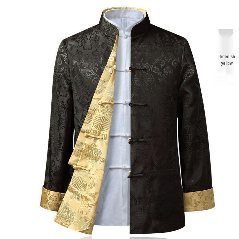 Men's Reversible Tang Suit Jacket - Spring/Autumn Casual Hanfu for Dad and Grandpa