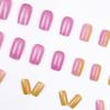 24 Pieces Simple solid color new medium and long models, gradual change Aurora nail art stickers, niche high-end temperament wearing nail