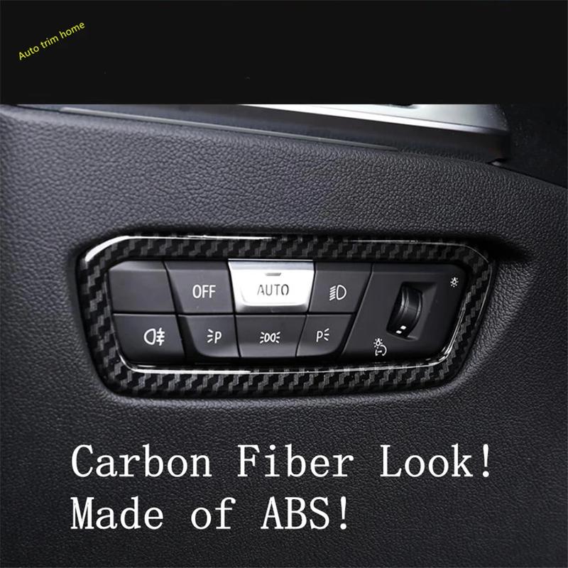 For BMW 3 Series G20  - 2024 Carbon Fiber Style Car Interior Headlight Switch Frame Cover Sticker Trim Decoration Sticker