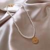 Gold-Plated Natural Pearl Necklace: Elegant Clavicle Chain with Retro High-End Style for Women