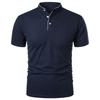 Polo Casual da Uomo con Collo Rialzato Slim Fit Manica Corta Monocolore con Bordi a Contrasto T-shirt da Golf