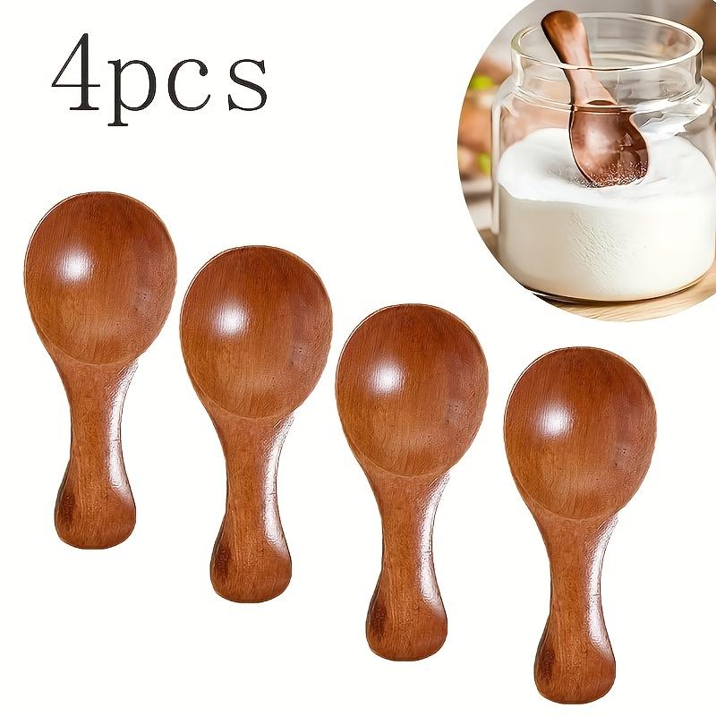 1/4 piezas Mini Cucharas de Madera Pequeña Cuchara para Especias Condimentos Azúcar Té Café Cuchara Mango Corto Cuchara de Madera Mermelada Mostaza Helado Cucharas de Madera Gadgets de Cocina