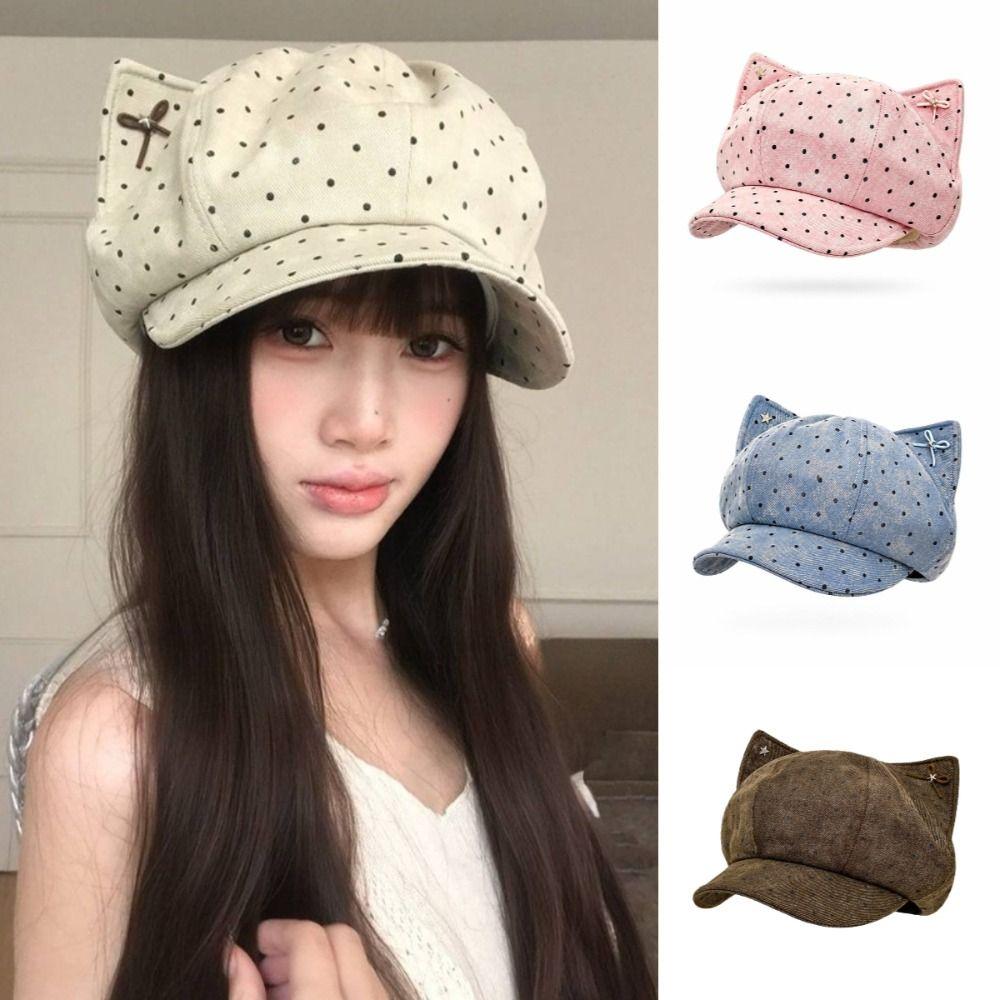 Star Denim Beret Cap Bowknot Newsboy Caps New Baseball Hat Women