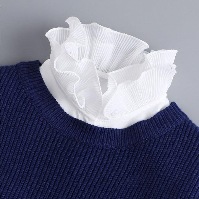 Lace Novelty Fake Collar for Women Shirt Front Ties Detachable Collar Stand Dress Sweater Girls False Collar