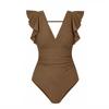 1011 new European and American one-piece swimsuit women's high-end sense of thin solid color beach hot spring swimsuit spot
