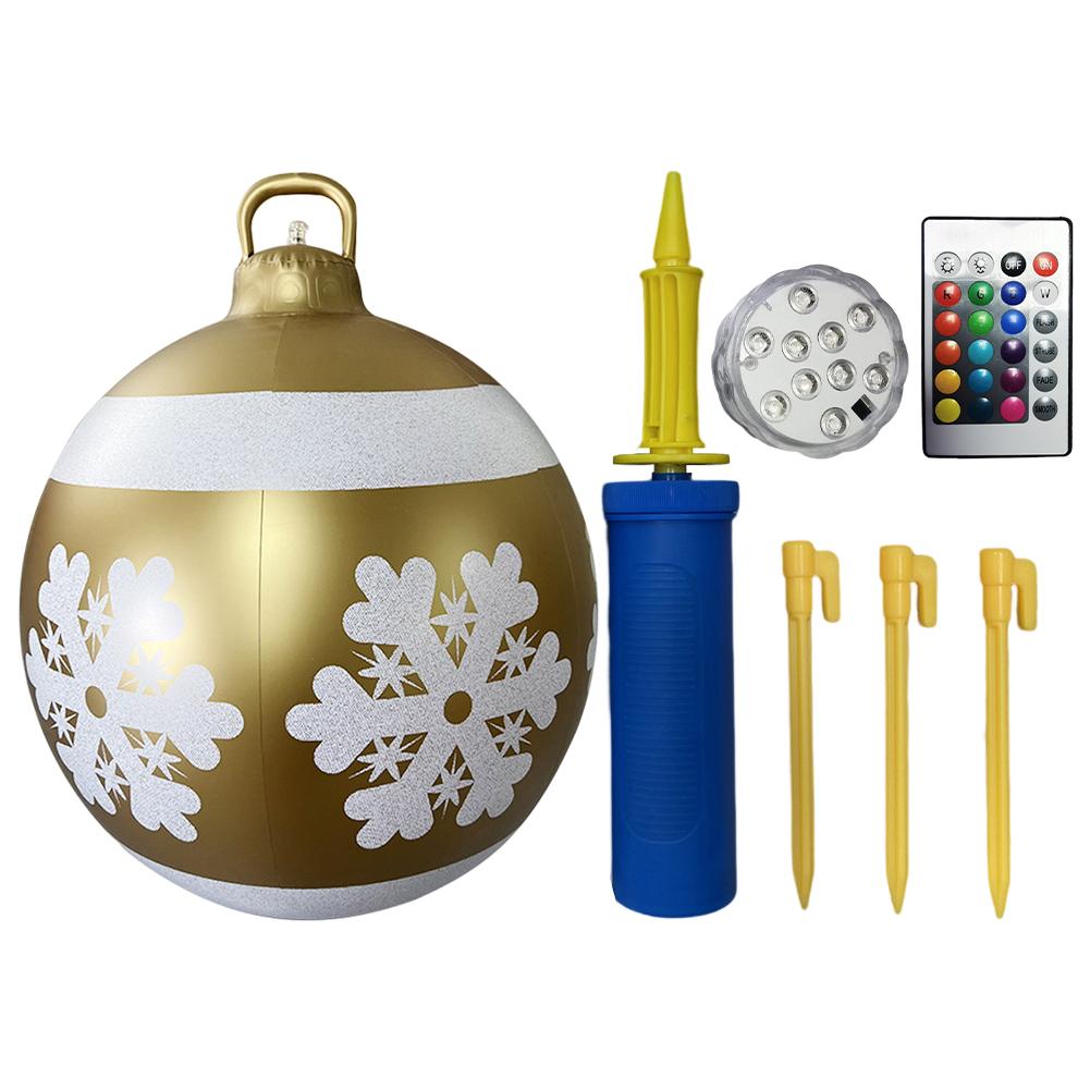 60cm Christmas Tree Hanging Ornament PVC Glow Outdoor Toy Ball Home Garden Christmas Inflatable Ball New Year Party Decoration