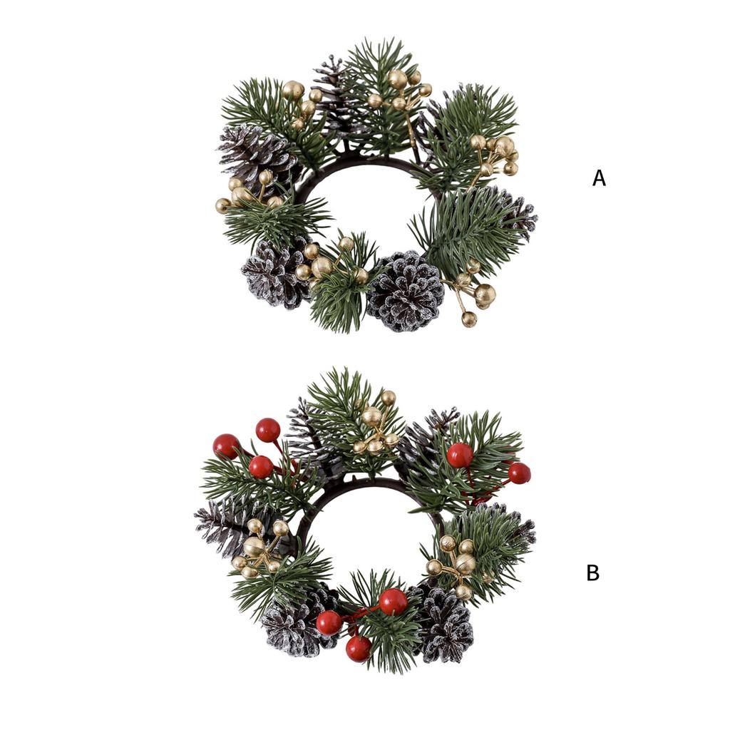 Christmas Candle Rings Wreath Christmas Table Centerpieces Decoration for Pillars Candle Wine Bottle Door Window Chair
