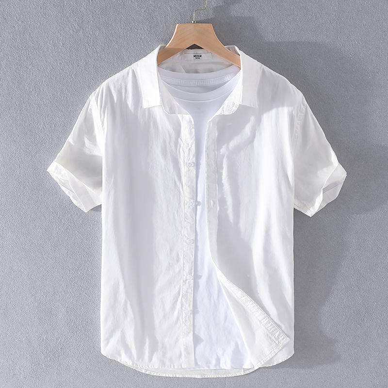 Men's Summer Loose-Fit Cotton Linen Shirt - Japanese Style, Casual Short Sleeve