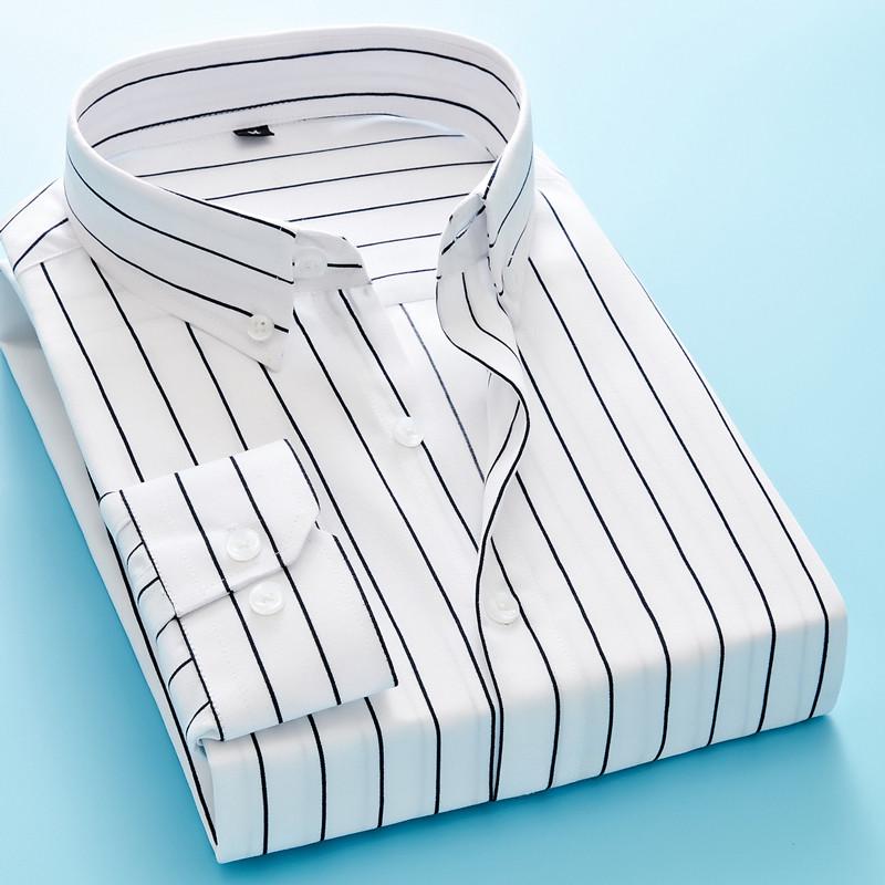

2026 Мужская рубашка в стиле business casual с длинным рукавом Мужская M- 5XL Большого размера Рубашка Классическая в полоску Мужская Социальная рубашки Верхняя одежда M