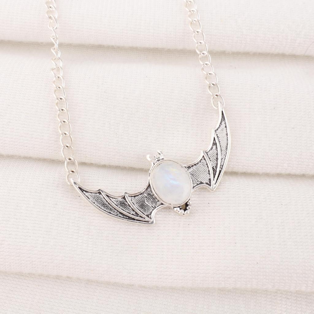 Regenbogen-Mondstein-Edelstein, handgefertigter Schmuckanhänger aus 925er Sterlingsilber für Weihnachtsgeschenk