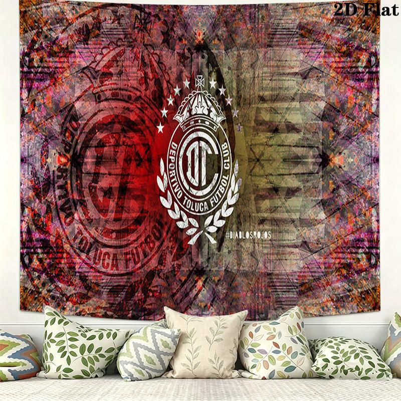 Deportivo Toluca FC Logo Wall Tapestry Aesthetic Wall Hanging Printed Fabric Blanket Decorative Tapestries for Bedroom Living Room Home Decor