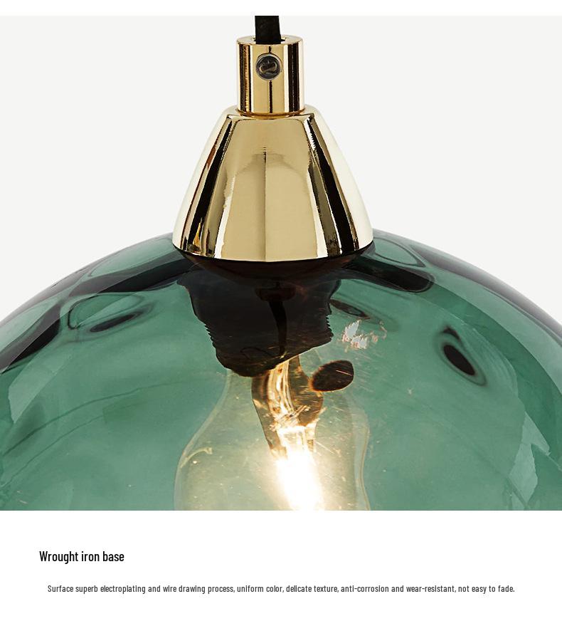 Nordic Embossed Colorful Glass Sphere Pendant Light for Bedroom, Bedside, or Restaurant Bar.