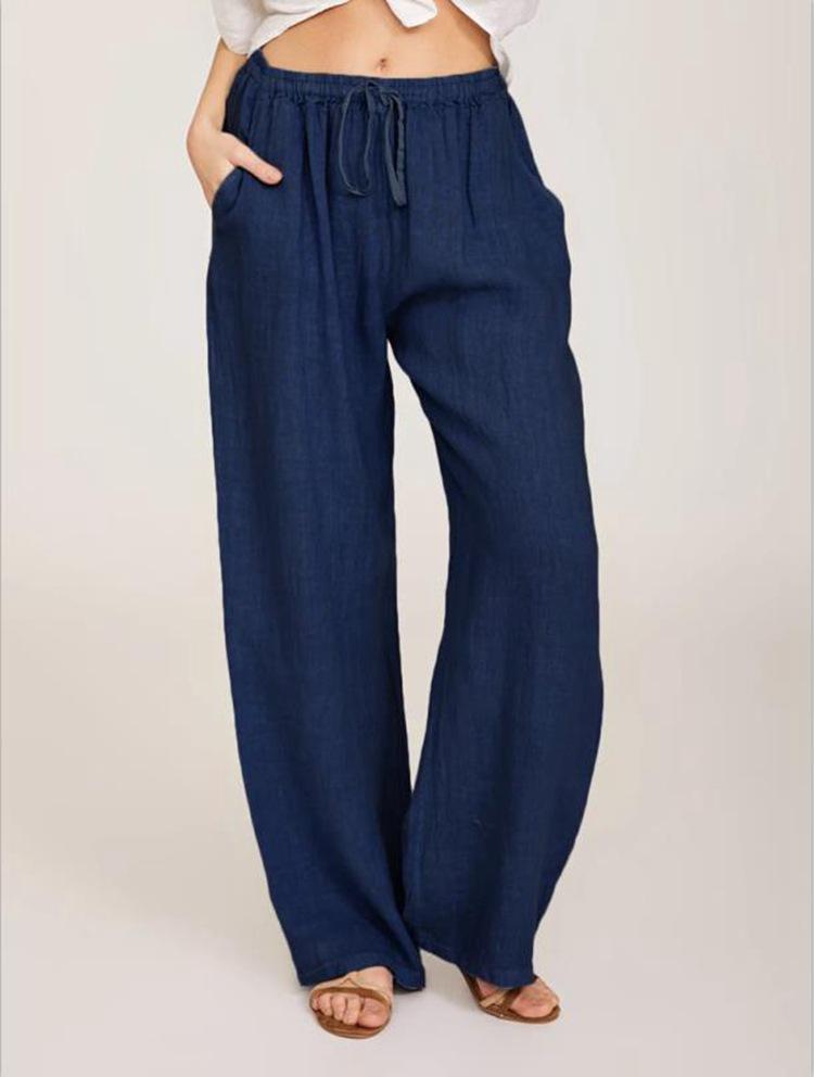 

Women s Casual Cotton Linen Loose Yoga Pants 2026 - Cross-border Europe Style 4XL темно-синього кольору