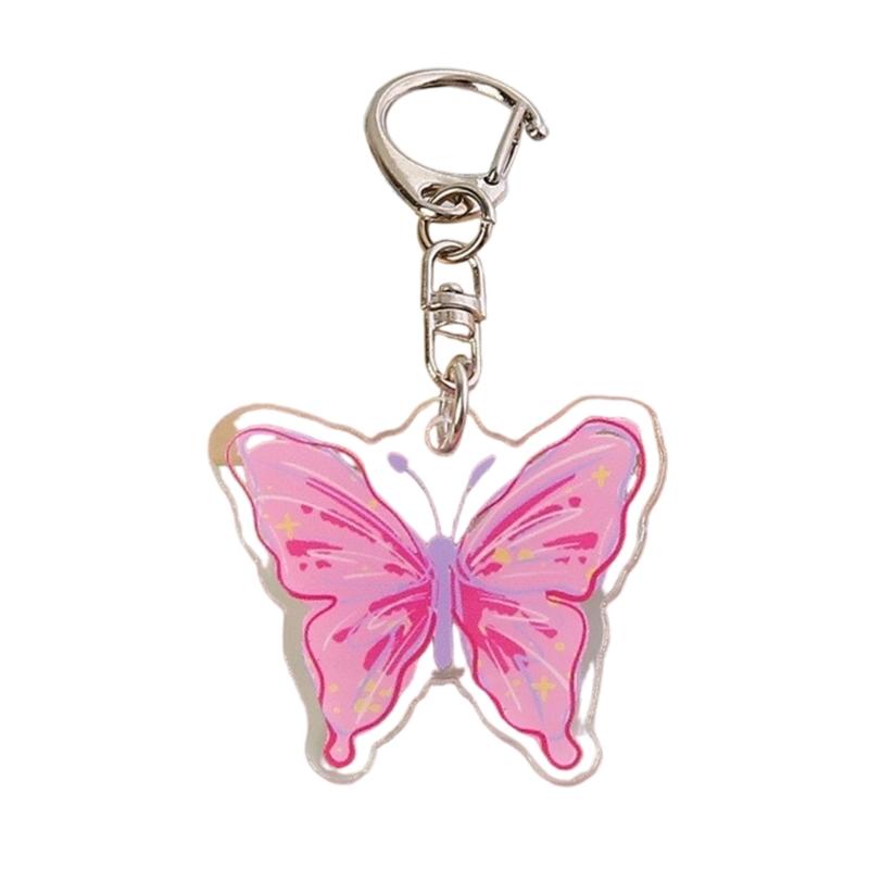 Plastic Butterfly Shaped Keychain Gift for Women Girl Keys Bags and Phones Charm Decorative Butterfly Key Rings