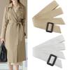 Versatile Women's Khaki Trench Coat with Fabric Belt and Sleeve Strap