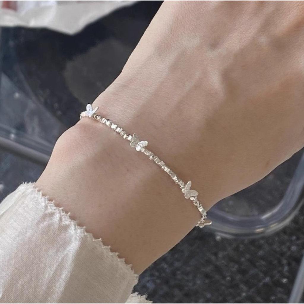 New light luxury butterfly broken silver bracelet Xiaohongshu same female niche versatile high-end fashion hand jewelry